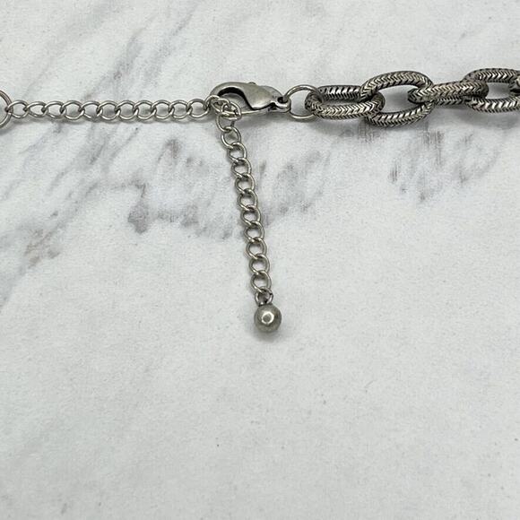 Chicos Silver Tone Chunky Metal Plastic Long Chain Link Statement Necklace 45" ✨ - Picture 4 of 11